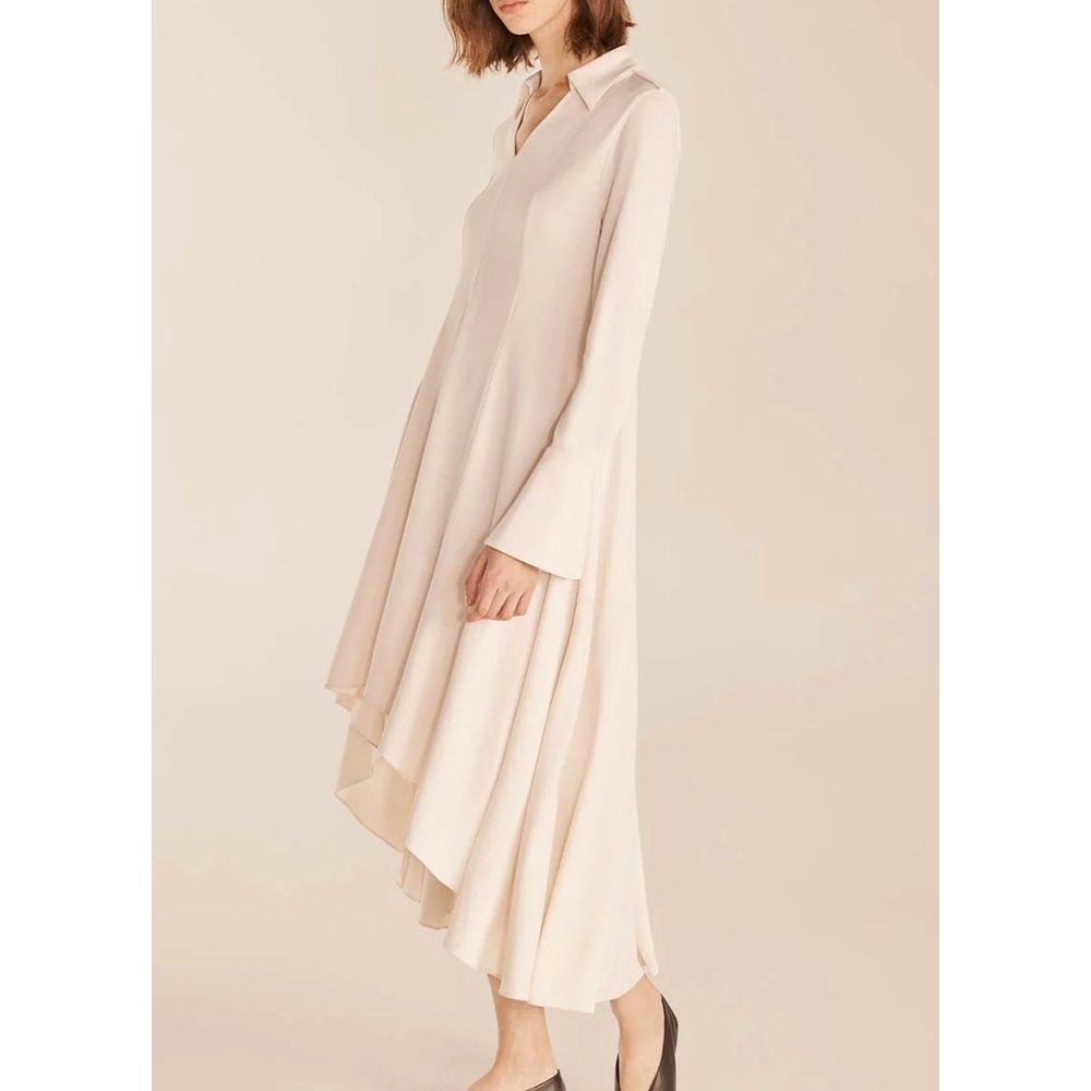 Rebecca Taylor Cupro High Low Dress in Paper Mache‎ Cream sz XS